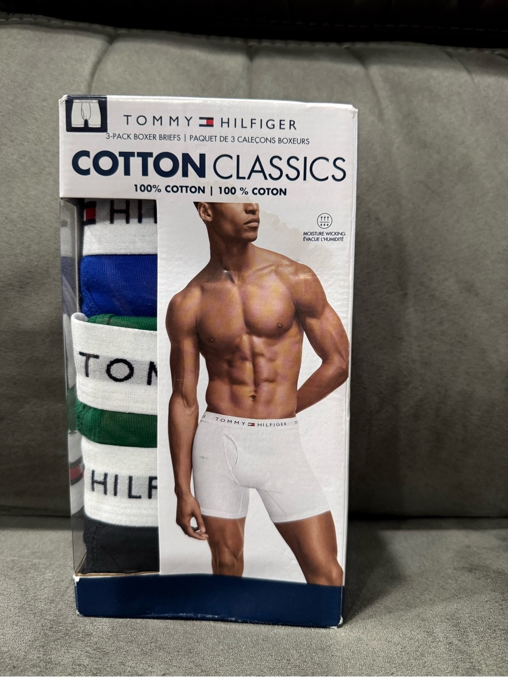 Tommy Hilfiger 3-Pack Boxer Briefs – White, Blue, Green